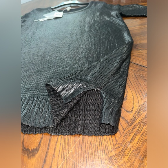 Willow & Clay 3/4 Sleeve Shine Black Scoop Neck Sweater Sz M NWT - Picture 11 of 11